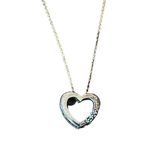 18" Sterling Silver Diamond Chip Heart Pendant Necklace Gold Plated 925